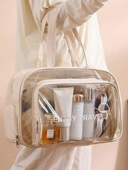 Kristaller Сумка-косметичка унисекс прозрачная с отделением для обуви, бежевый фото 9