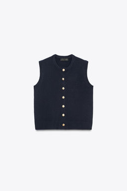 GOLD BUTTON WOOL VEST - Zara фото 5