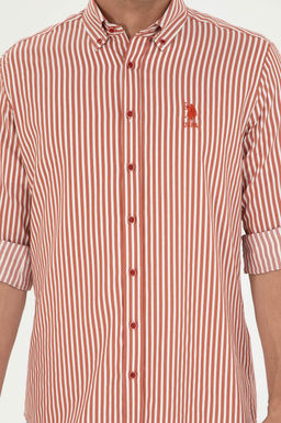 Мужская рубашка с длинным рукавом кирпичного цвета - U.s. polo assn фото 6