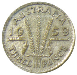 Монета 3 пенса 1959 года Австралия