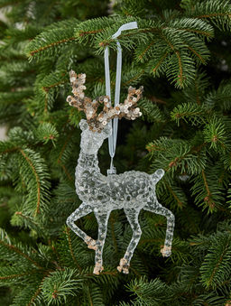 Игрушка елочная, 14 см, акрил, прозрачно-золотистая, Олень, Event