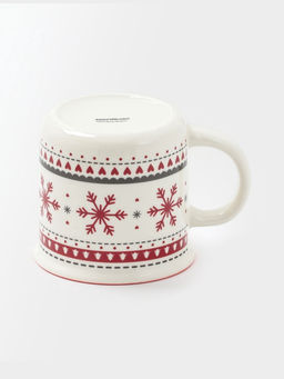 Кружка Доляна «Новый год. Снежинки», 380 мл, фарфор, белая
