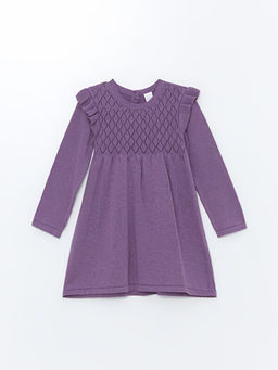 Bisiklet Yaka Uzun Kollu Desenli K?z Bebek Elbise