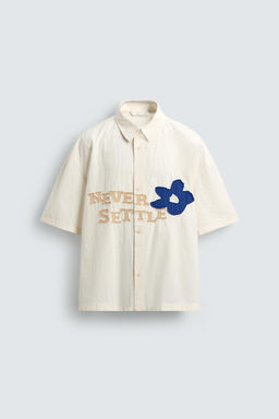 CAMISA RELAXED FIT TEXTO PARCHES / Crudo - Zara фото 8
