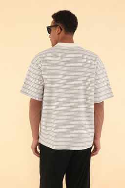 TRENDYOL MAN Unisex Mavi Oversize/Genis Kesim Cizgili Polo Yaka T-shirt TMNSS25PO00012 - Trendyolmilla фото 5