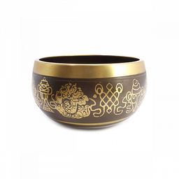 Чаша поющая с золотыми символами Лакшми янтра 5 металлов от 420гр до 600гр h-6-7см d-11см