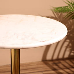Столик кофейный, 40×40×59 см, мрамор, алюминий, дерево