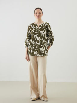 Bisiklet Yaka Desenli Kad?n Bluz