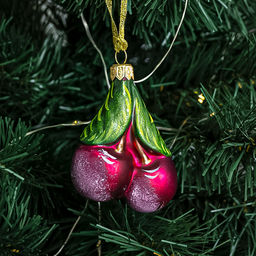 Елочная игрушка фигурка стеклянная Владимирская вишня-2 6,1х3,6х9,4см, ручная художественная роспись, подарочная упаковка (Россия) - Домашняя мода фото 4