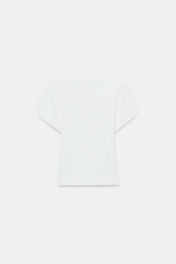 CAMISETA MANGA ABULLONADA / Blanco roto