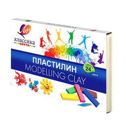 Пластилин Луч КЛАССИКА 24 цв. 480 г ассорти со стеком