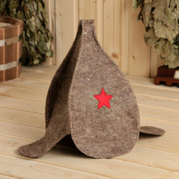 Шапка для бани Буденовка темная, МИКС