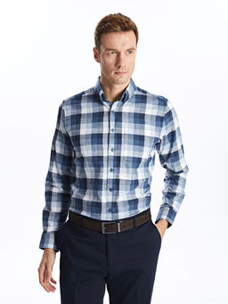 Regular Fit Uzun Kollu Ekose Poplin Erkek G?mlek