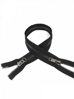 Молния Mzip мет. №8 черный никель шлиф.звено, 2 замка, 90 см цв.F322 черный уп.1шт