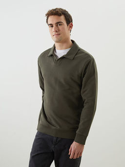 Polo Yaka Uzun Kollu Erkek Sweatshirt