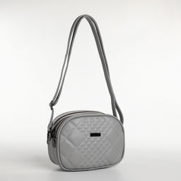 Сумка женская кросс-боди на молнии, 19×7×15 см, в клетку, серая