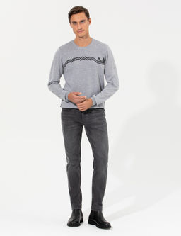 Серый зауженный трикотаж с круглым вырезом - Cacharel фото 4