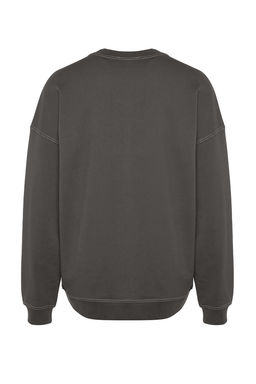Antrasit Oversize/Genis Kesim Kontrast Dikis Detayl? Bisiklet Yaka Sweatshirt TMNAW24SW00011