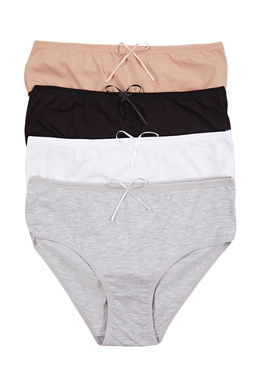 Trendyolmilla Siyah-Cok Renkli 4lu Paket Pamuklu Kurdele/Fiyonk Detayl? Hipster Orme Kulot THMSS24KU00040  фото 6