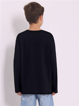 Лонгслив для мальчика Апрель из хлопка черный фото 3