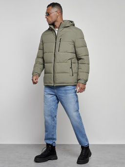 Куртка спортивная мужская зимняя с капюшоном цвета хаки 8362Kh - Wonderrman фото 3