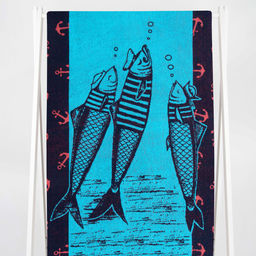 Полотенце махровое 6с102.411ж1 Сардины New(3-бир-т.син) 67х150см