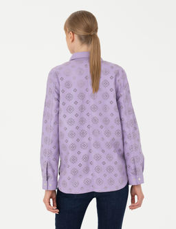 Eflatun Comfort Fit Uzun Kollu G_mlek
