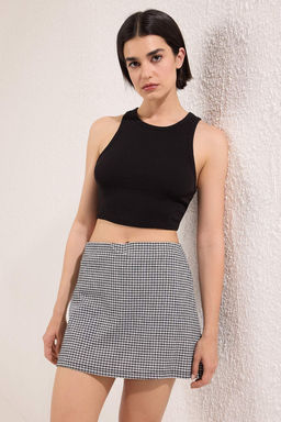 Siyah Poti Kare Esnek Orme Etek TWOSS25ET00204