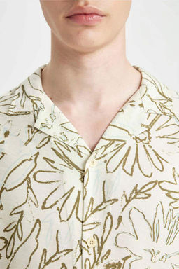 Рубашка из вискозы с коротким рукавом и узором в стиле пэчворк, свободный крой - Defacto фото 5