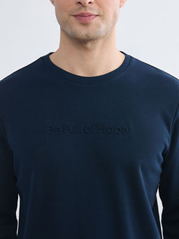 Bisiklet Yaka Bask?l? Erkek Sweatshirt