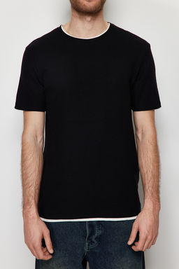 Siyah-Mint Regular/Normal Kesim 2li Paket Dokulu %100 Pamuklu T-Shirt TMNSS24TS00097 - Trendyolmilla фото 7