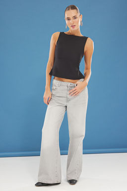 Siyah Kay?k Yaka Gizli Fermuarl? Dokuma Dokuma Bluz TWOSS25BZ00244 - Trendyolmilla фото 2