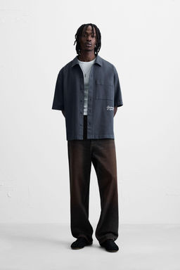 EMBROIDERED TEXTURED OVERSHIRT