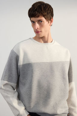 TRENDYOL MAN Lacivert Oversize/Genis Kesim Renk Bloklu Ici Polarl? Basic Sweatshirt TMNAW25SW00013 - Trendyolmilla фото 18