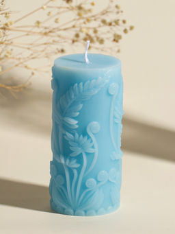 Свеча интерьерная "Столбик. Экзотические растения" нежно-голубая 5х5х11,7 см