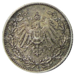 Монета 1/2 марки 1905 года F Германия
