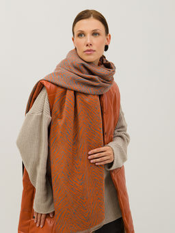 В составе шерсть и кашемир! теплый двусторонний палантин