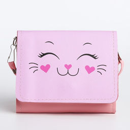 Сумка детская для девочки Кошечка, на клапане, розовая - NAZAMOK KIDS фото 4