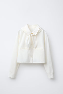 CROPPED SHIRT WITH DETACHABLE SCARF