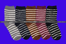 Цена за 5 пар. 5 ПАР - МИНИBS носки женские ангора НОРКА ШЕРСТЬ полосатые арт. 2886-2 36-41 (фактически 36-41) - For you фото 2