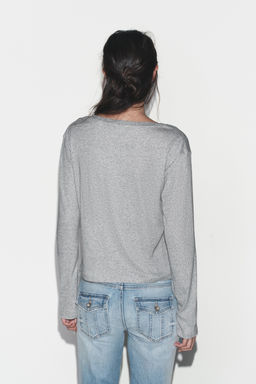 CAMISETA CUELLO BARCO MANGA LARGA / Gris vigor? - Zara фото 4