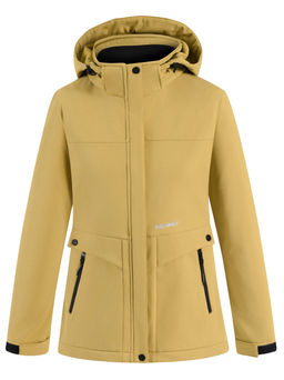Ветровка спортивная женская с капюшоном softshell горчичного цвета 9566G - Mtforce фото 2