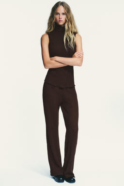 TEXTURED STRAIGHT-LEG TROUSERS - Zara фото 4