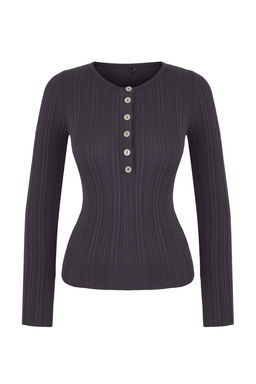 Wardrobe Essentials Antrasit Fitted/Vucuda Oturan Fitilli Triko Kazak | TWOAW26KZ00083 - Trendyolmilla фото 5