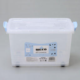 Контейнер для хранения с крышкой, 35 л, 50×31×28 см, на колёсах, прозрачный, ручки МИКС