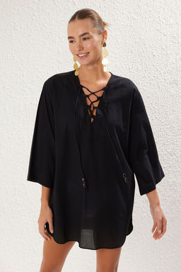 Trendyolmilla Su Alt? Desenli Mini Dokuma %100 Pamuk Plaj Elbisesi TBESS25EL00020  фото 11