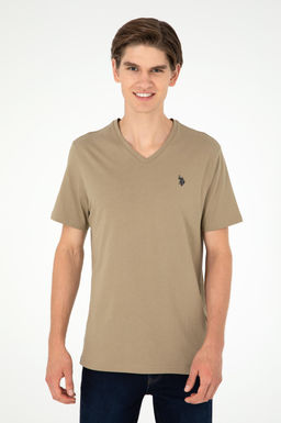 Мужская базовая футболка цвета хаки - U.s. polo assn фото 3