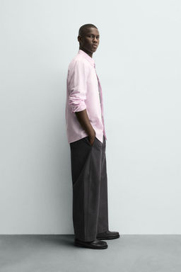 CAMISA REGULAR FIT LINO - ALGOD?N / Rosa - Zara фото 4