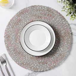 Цена за 12 шт. Салфетка сервировочная на стол Доляна Серпантин, d=38 см, цвет серый  фото 7