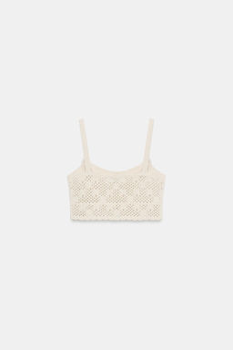 TOP PUNTO POINTELLE FLORES / Beige claro